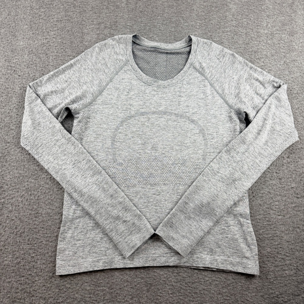 Lululemon Swiftly Tech Long Sleeve Crew Shirt Grey Space Dye Womens Size 8